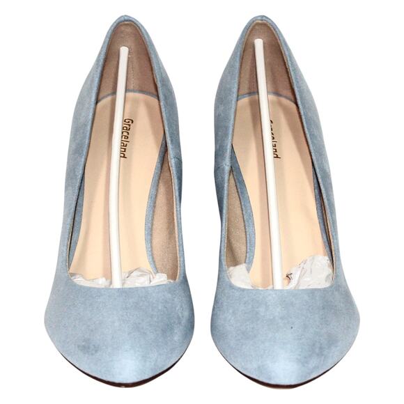 Baby Blue Suede Block Heel Pumps Size 8.5 NWT - Picture 2 of 4